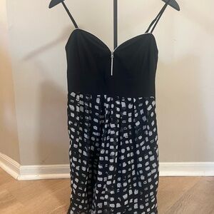 Walter Baker Black Spotted Mini Dress with Zip Detail shower wedding guest sexy
